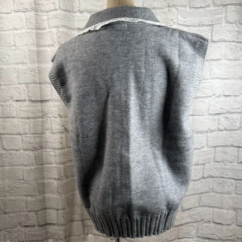 Cloud Ten Knit Lace Trim Sweater Vest Women's Small Sleeveless NWT